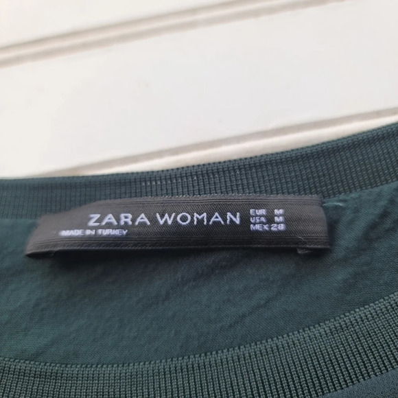 Zara Woman Forest Green Sleeveless w/Sheer Overlayer Top Women Stretch Size M - Picture 4 of 10